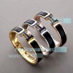 Replica Hermes Black Enamel & Steel Clic H Bracelets Higher version